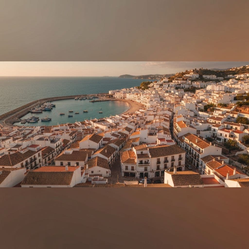 Vista panoramica de una costa española al atardecer